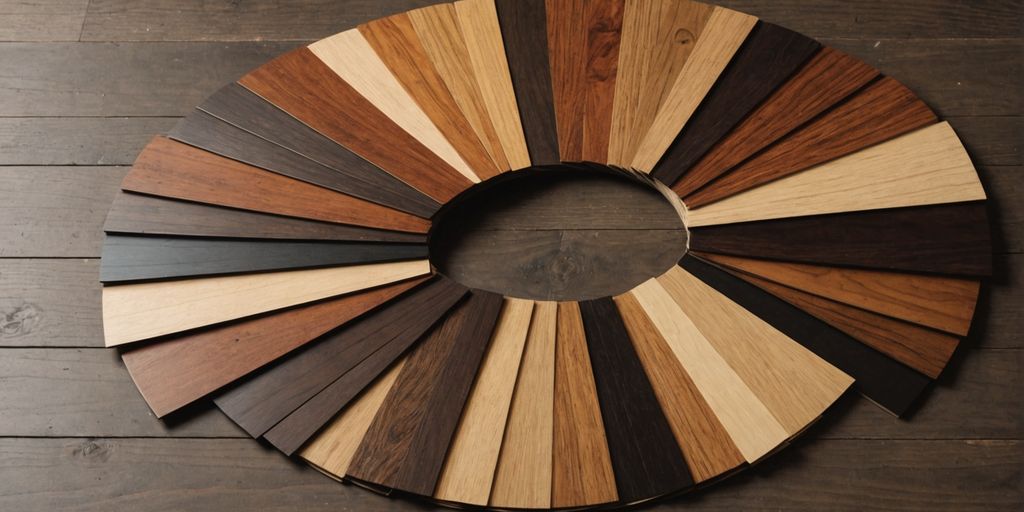 Hardwood flooring samples in a fan shape