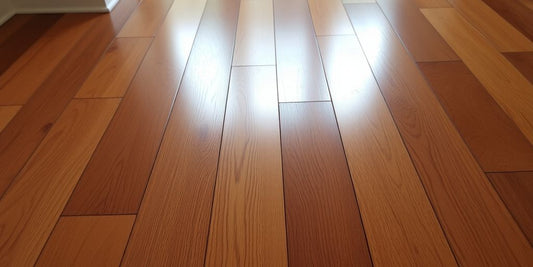 Polished hardwood floor with a glossy poly finish.