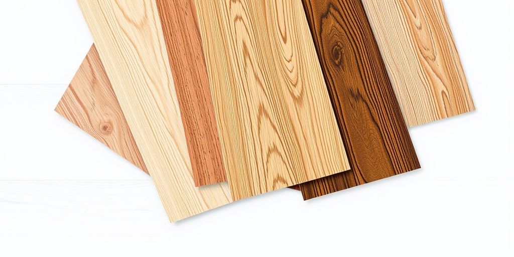 Hardwood flooring samples in a fan shape