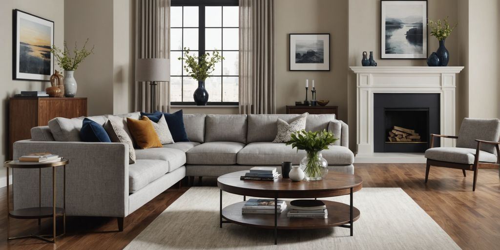 Cozy living room with polished hardwood flooring