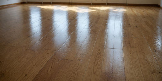 Shiny wooden floor with polyurethane finish