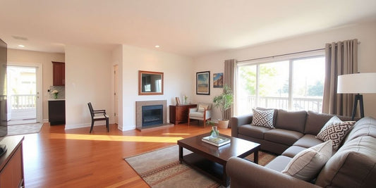 Living room with polished hardwood floors