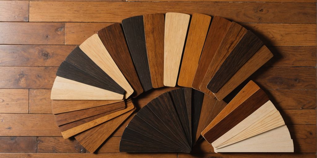 Hardwood floor samples with different stains