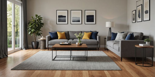 Cozy living room with polished hardwood floors