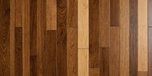 Hardwood floor with glossy and matte finishes.