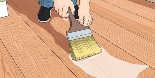 Applying polyurethane on hardwood floor with brush